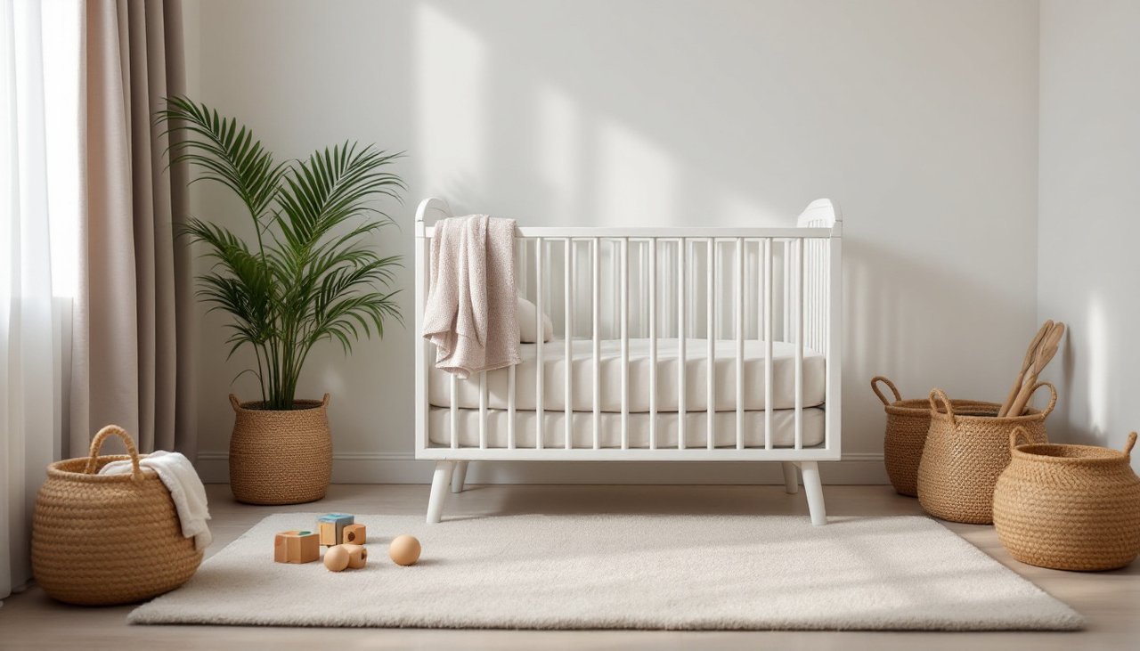 Tidy infant sleep and play area in a home-based childcare setting, the kind of care that shapes baby daycare cost